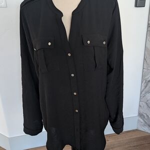 Calvin Klein Men's Black Casual Button-Down Shirt